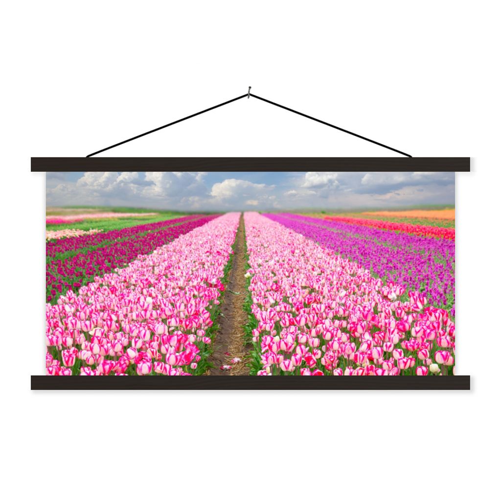 MuchoWow Textilposter Tulpen - Sonne - Frühling 60x30 cm mit schwarzem Rahmen - Textilien