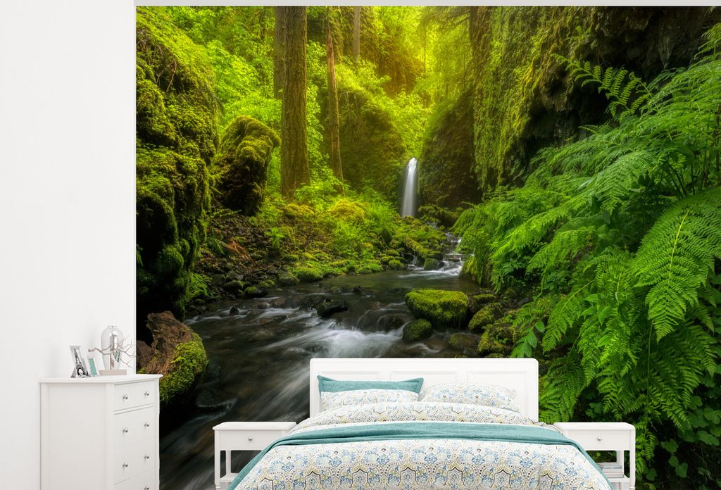 MuchoWow Fototapete für Wohnzimmer oder Schlafzimmer Wandtapete Vinyl Motivtapete Schönes Bild vom Dschungel - 325x260 cm - Tapete