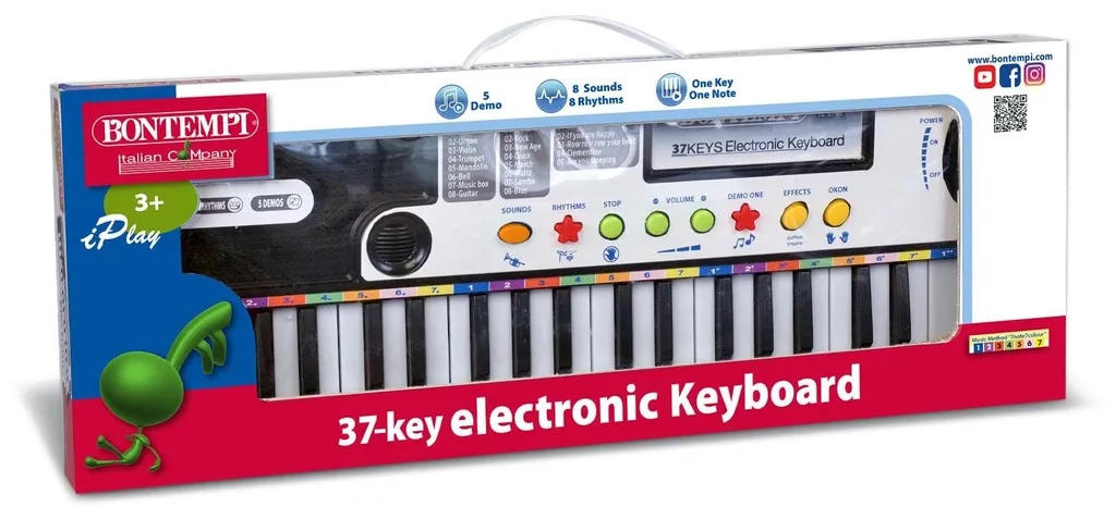 Bontempi E-Keyboard 37 Touches et Micro Filaire - 22 Chansons de Démo - 14