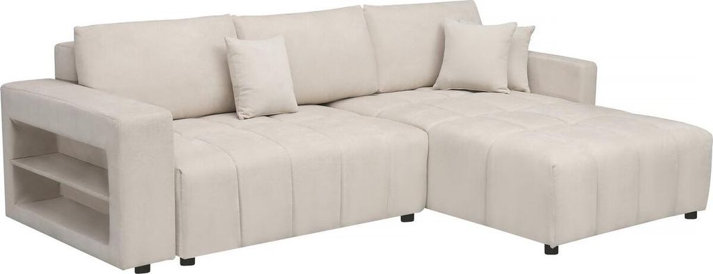 Ecksofa mit Schlaffunktion aus Chenille-Stoff 3-Sitzer - Produktbild 