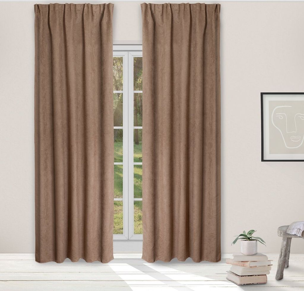 LINDER VelvetElegance Vorhänge "Suedine Praline" mit Haken 145x260cm