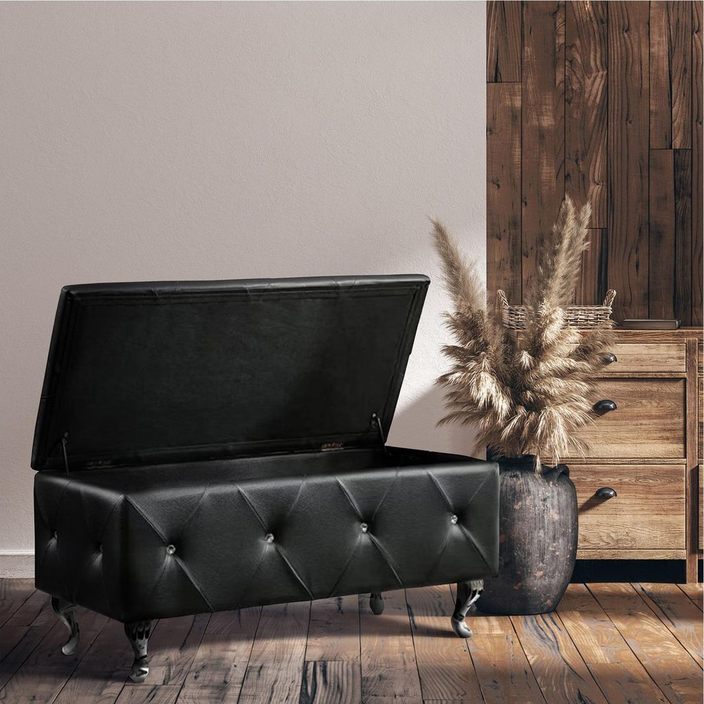 Gepolsterte Sitzbank mit Truhe Maribella Schwarz