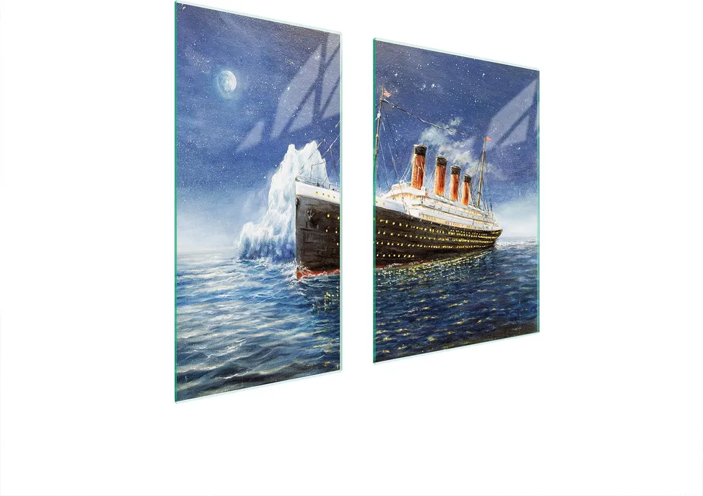Piastre copri fornelli 75x52 vetro temperato Titanic Sea - Set 2 pezzi
