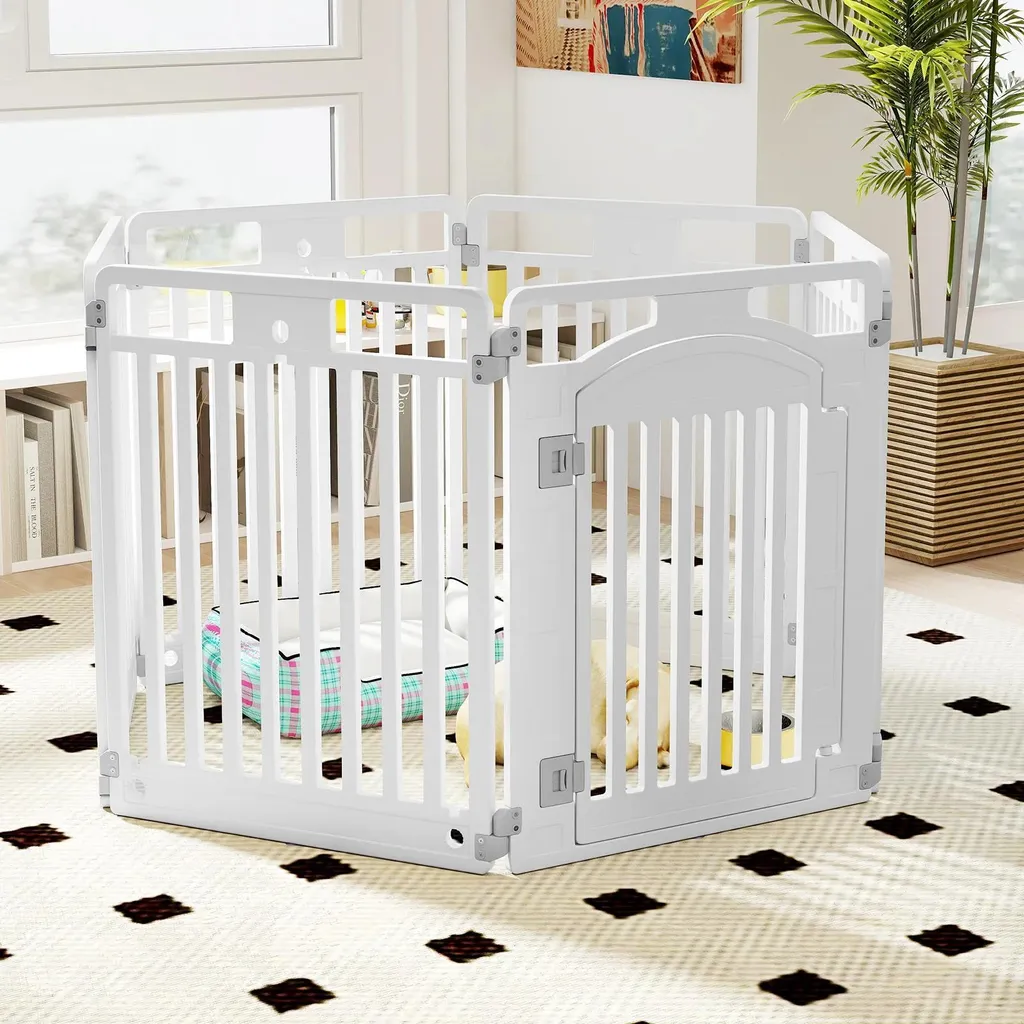Espace de jeu sécurisé pour chiots - Parc pliable blanc hauteur 80 cm - 2