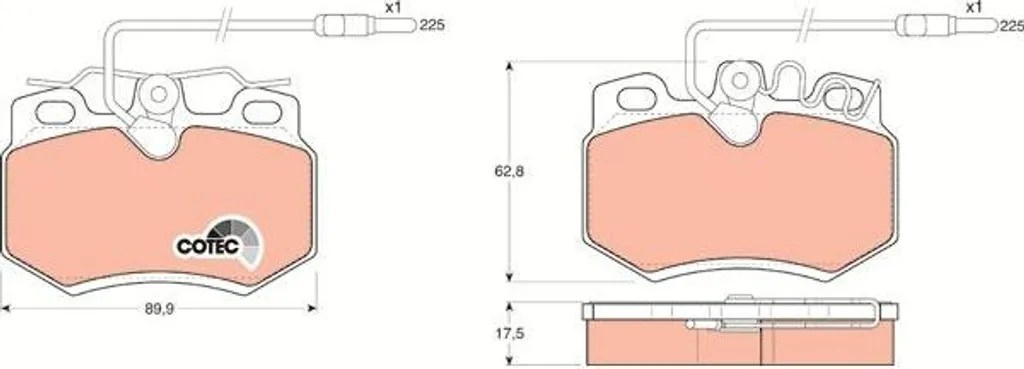 Plaquettes de frein TRW GDB808 pour Vito et 205 - Montage OE 425037