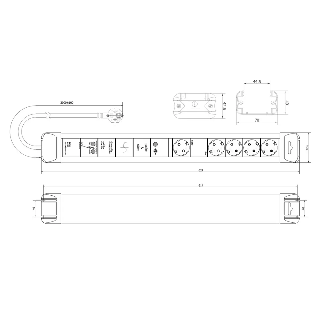 Bloc Multiprise avec Interrupteur GVS BACHMANN CONNECTUS Noir et Gris