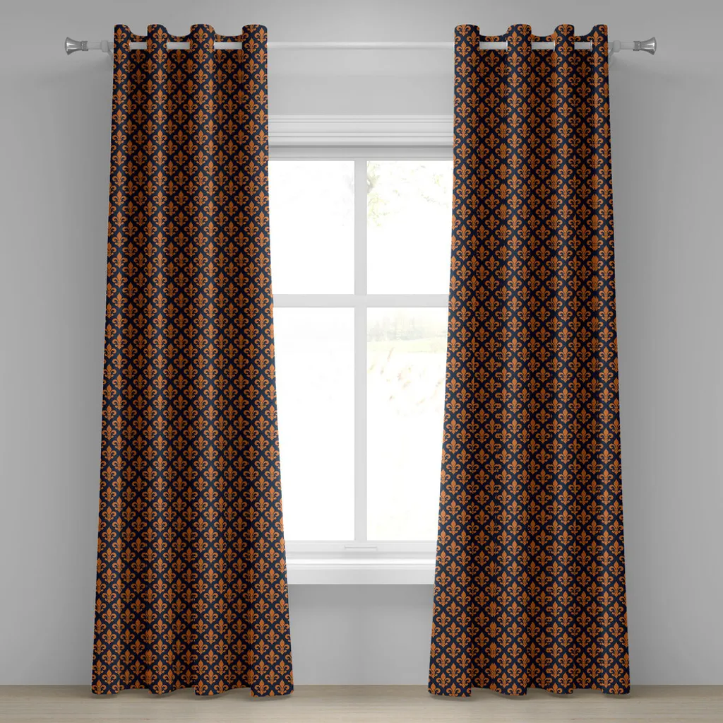 Set 2 Tende Fleur De Lis Arancione 280x225 | Lavabile e Resistente