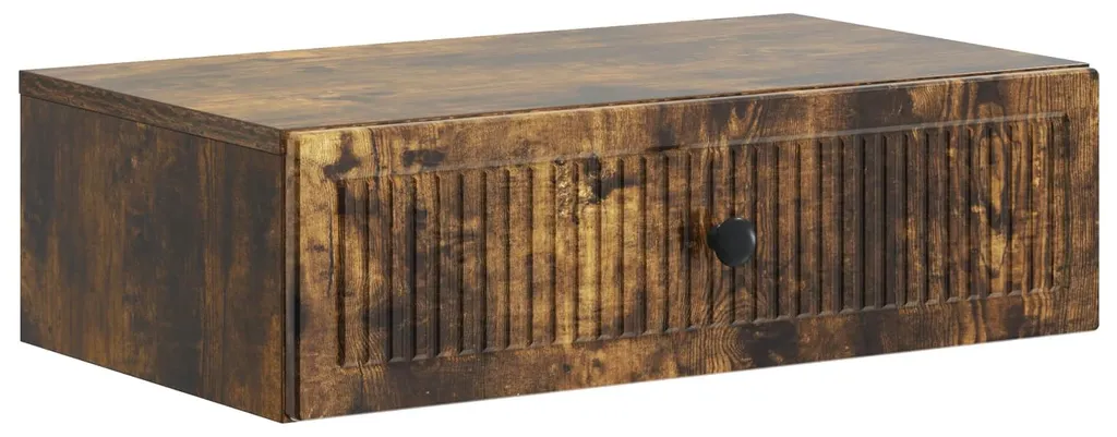 Console murale suspendue aspect chêne fumé pour petite entrée