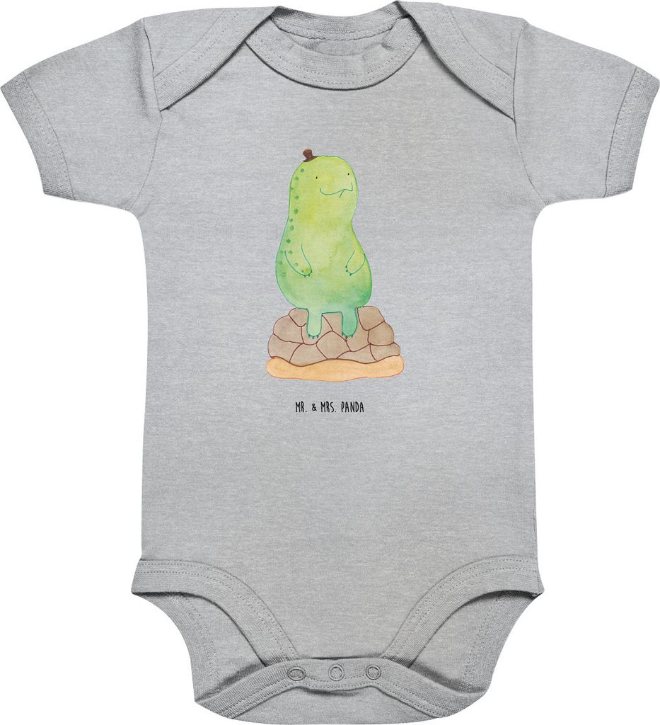 Mr. & Mrs. Panda Strampler Schildkröte Pause 1. - 3. Monat - Heather Grey - Geschenk, Entspannen, Einteiler, sitzen, overall baby, babykleidung bo...
