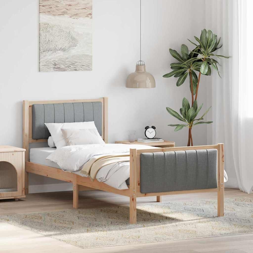 Maison Exclusive - Bettgestell Braun und hellgrau 75 x 190 cm Massivholz Kiefer