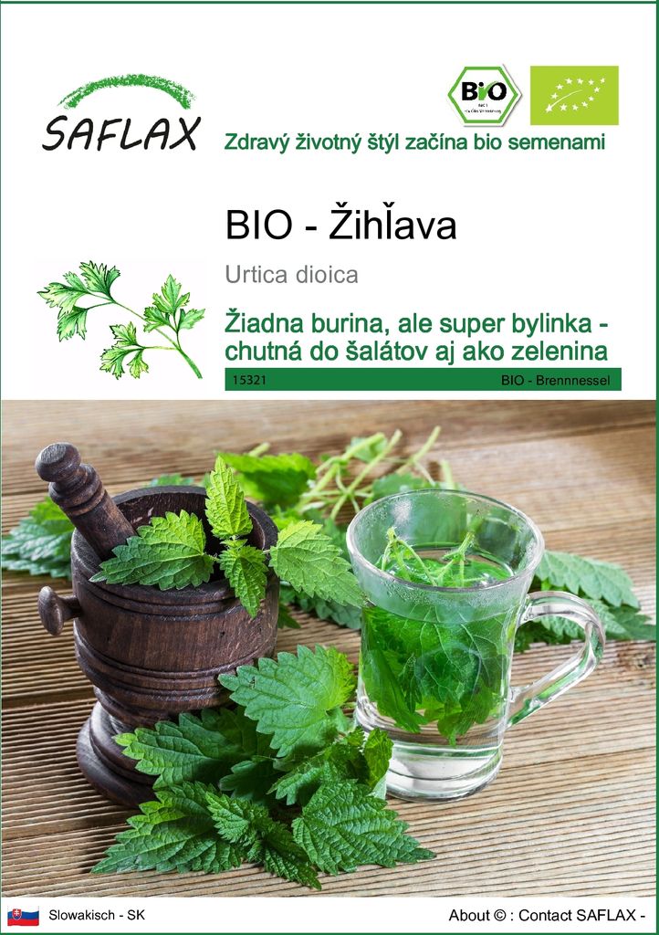SAFLAX - BIO - Žihľava - Urtica dioica - 2000 Semená Obrázok produktu 