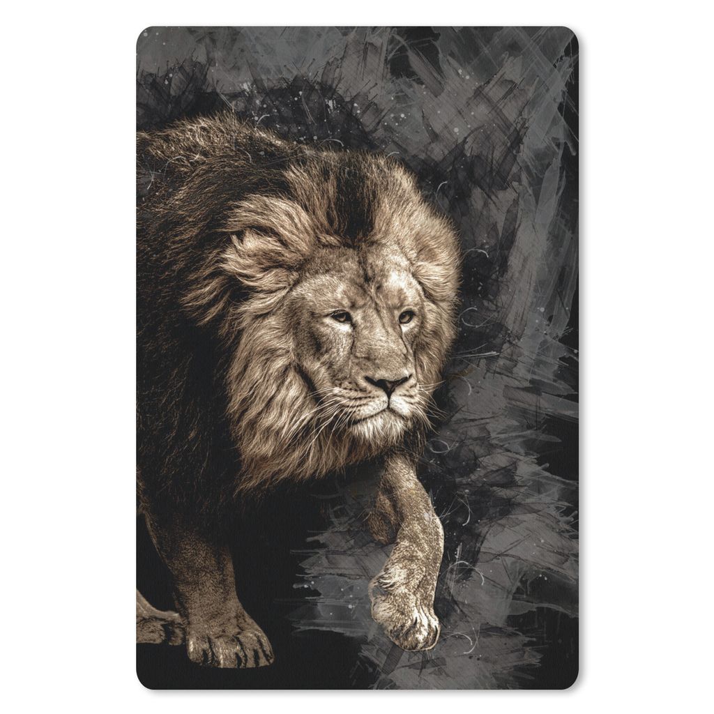 MuchoWow Mauspad Mousepad Abstrakt - Löwe - Schwarz 18x27 cm - Mousepads - Maus Mat - Pad - Mausunterlage