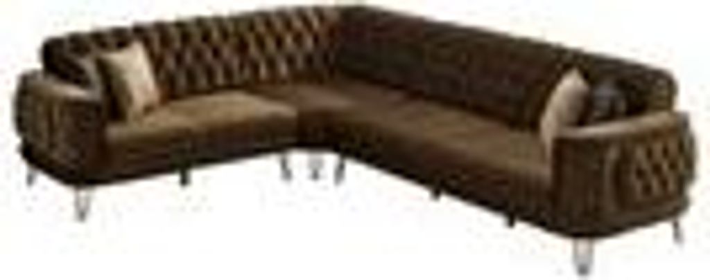 Mars Ecksofa Farbe:Braun, Füße:Metall-Gold, Langer Schenkel:Rechts, inkl. Kissen