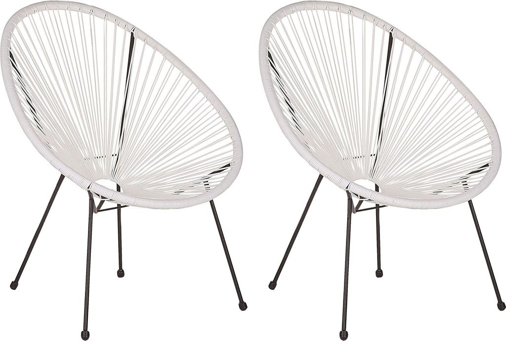 BELIANI Gartenstuhl 2er Set Weiß Polyrattan Spaghetti-Optik Produktbild 