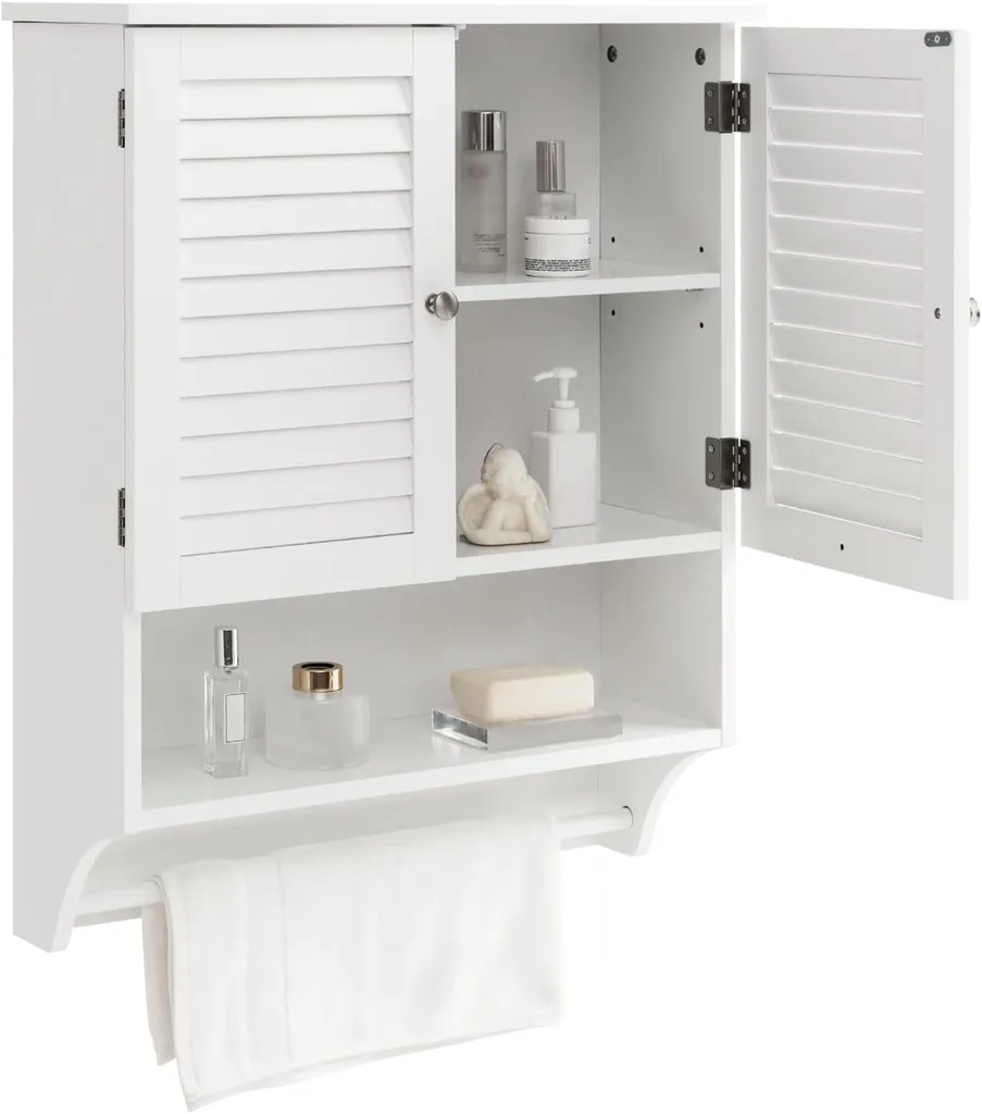 Armoire suspendue 3 niveaux avec étagère ajustable, gain de place Blanc