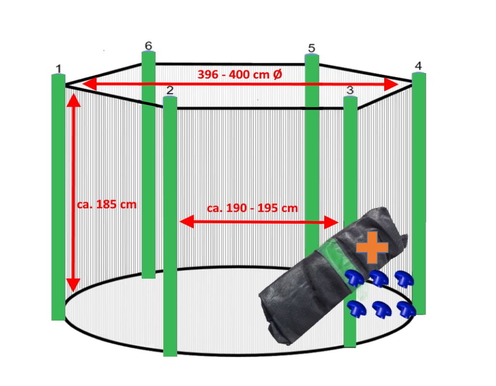 walexo Trampolin Sicherheitsnetz für 6 Stangensystem ( 396 Produktbild 