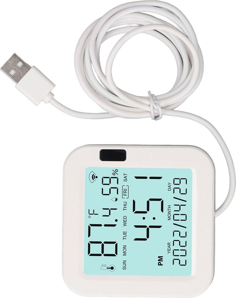 Thermometer und Hygrometer mit LCD-Hintergrundbeleuchtung, 0 bis 60 °C, 0 % bis 99 % relative Luftfeuchtigkeit, intelligenter Temperatur- und Feuc...