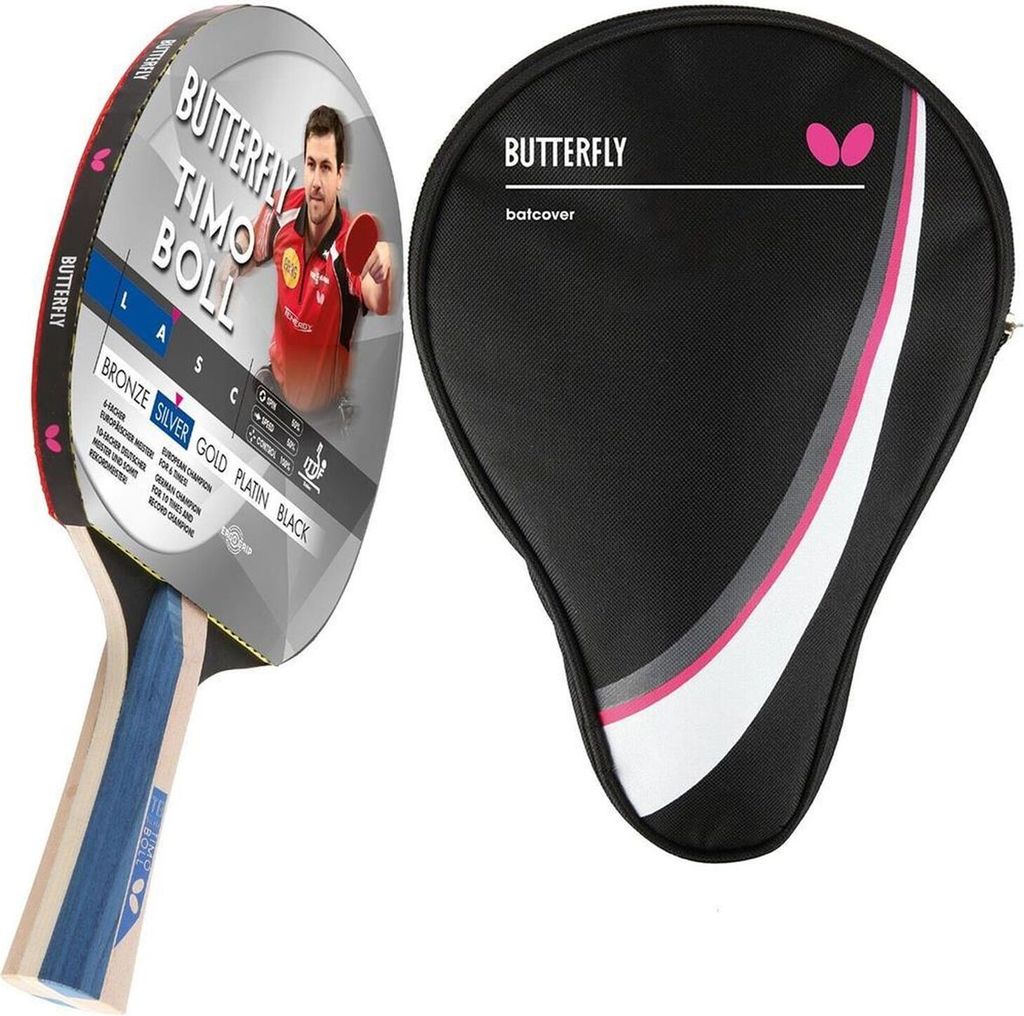 Butterfly 1x Timo Boll Silber 85016 Tischtennisschläger + Tischtennishülle Drive Case