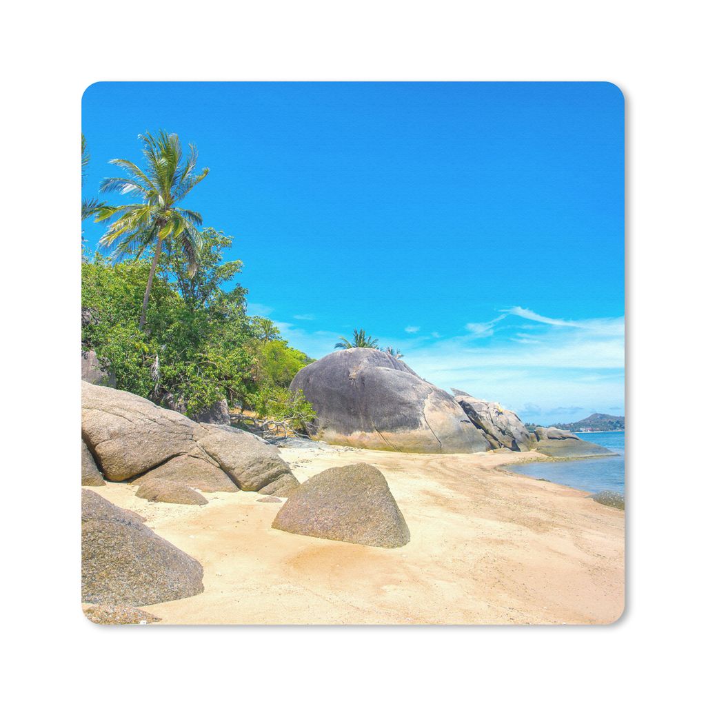 MuchoWow Mauspad Mousepad Strand - Tropen - Meer - Pflanzen 30x30 cm - Mousepads - Maus Mat - Pad - Mausunterlage - Gaming