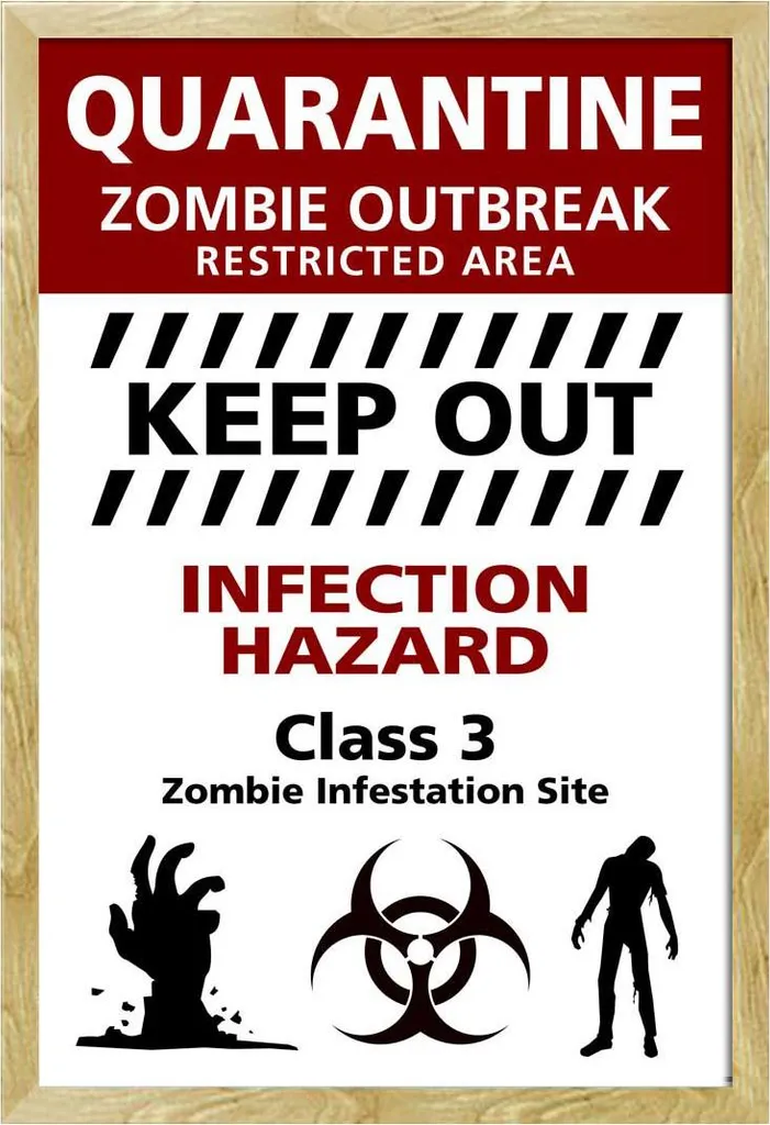 Poster Zombie Outbreak encadré sous acrylique anti-poussière