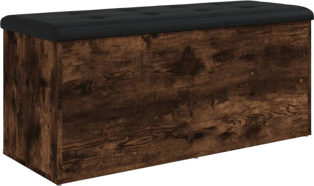 vidaXL Ławka ze schowkiem dąb wędzony 102x42x45 cm materiał Zdjęcie produktu 