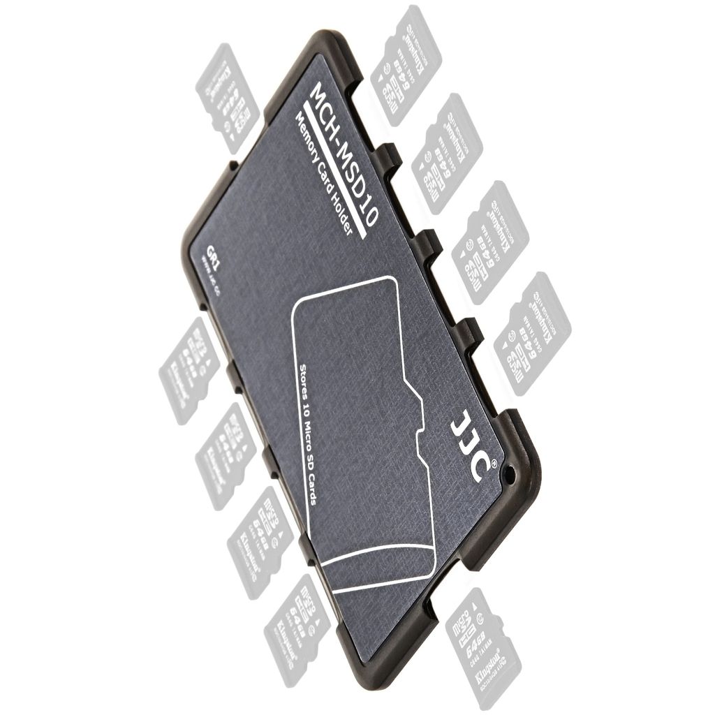 JJC Mini-Speicherkartenetui im Kreditkartenformat - für bis zu 10 Karten vom Typ microSD, microSDHC oder microSDXC (Schwarz)