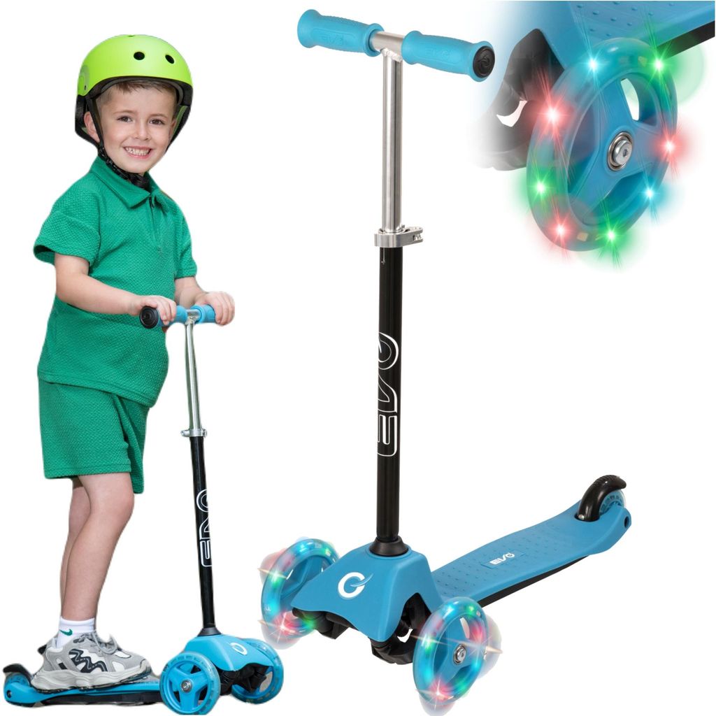EVO Adjustable Tricycle Scooter für Kinder Light Up Mini Cruiser Blue Luminous Wheels