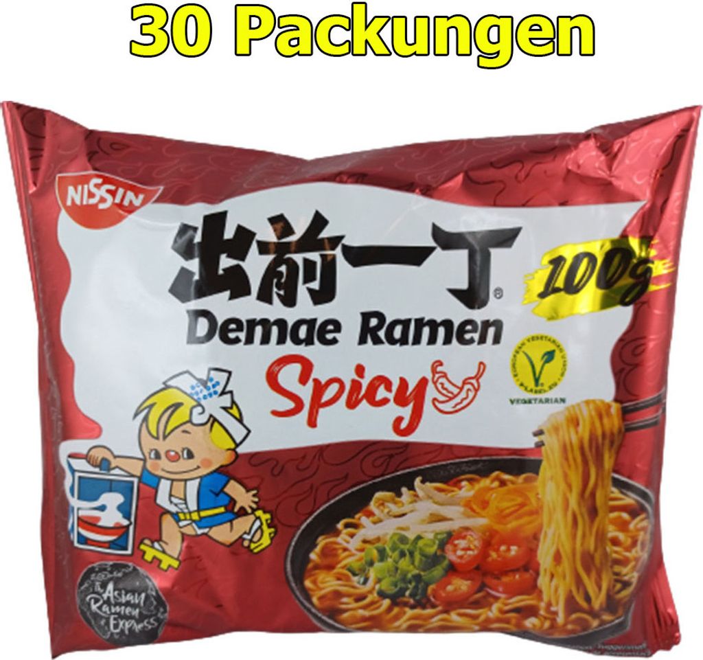 Nissin Instant Nudeln Spicy 30er Pack (30 x 100g) Produktbild 