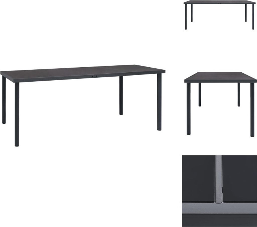 vidaXL Outdoor-Esstisch Anthrazit 190x90x74 cm Stahl - Gartentische