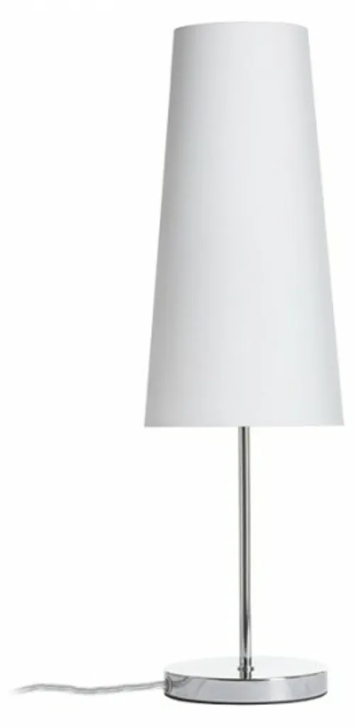 Lampe de chevet LED NYC CONNY en chrome et tissu blanc design 15x30