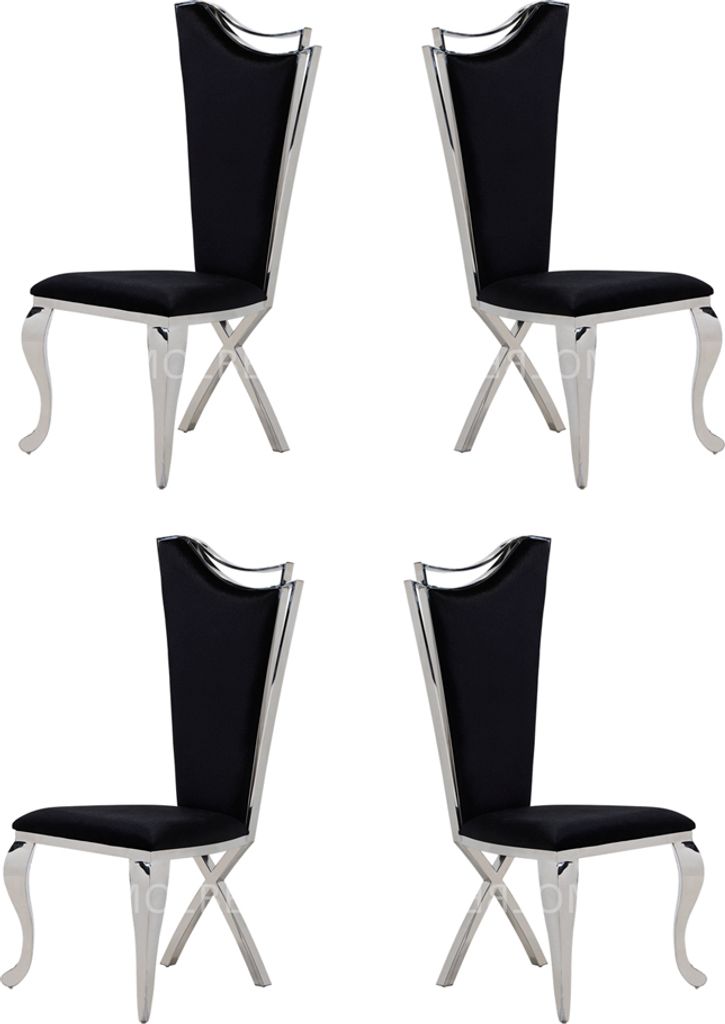 Set 4x Stühle Esszimmerstuhl Holz Luxus Esszimmer Stoff Modern Stühle