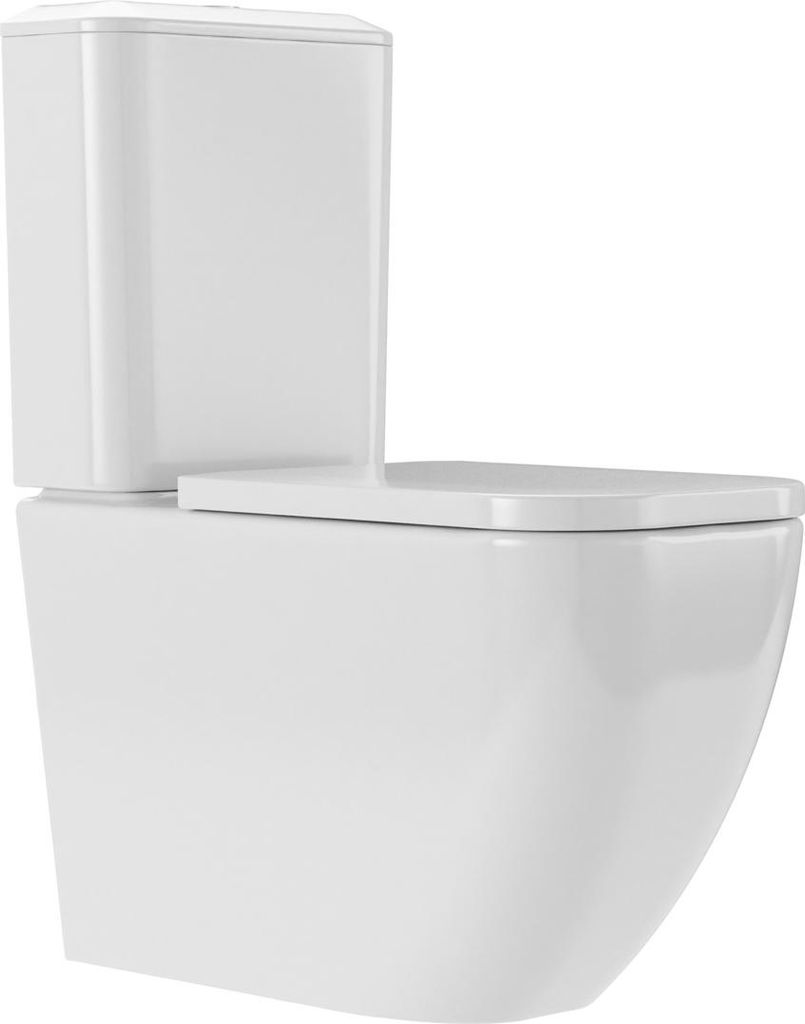 VIGOUR Derby Stand-Tiefspül-WC Kombination ohne Spülrand mit keramischen Spülkasten OHNE WC-Sitz, weiß