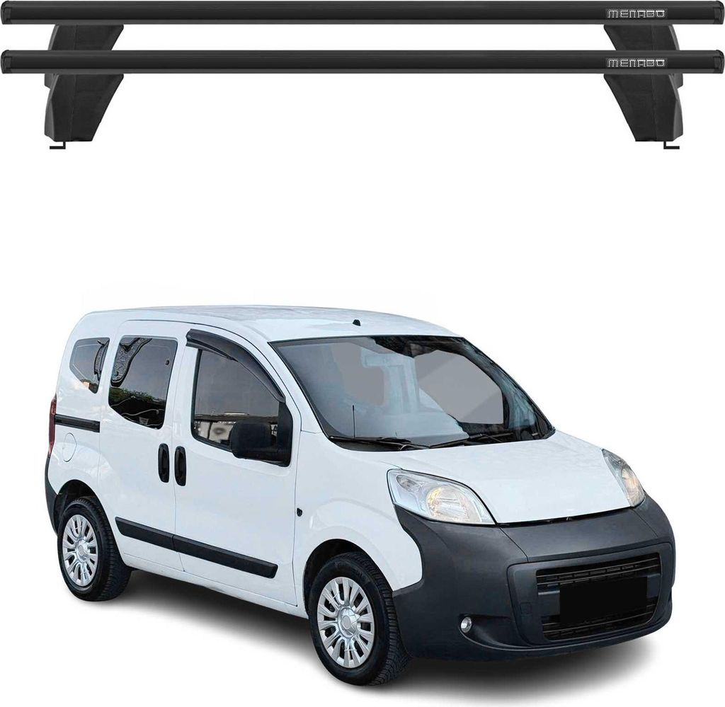 Menabo Dachträger Querträger für Peugeot Bipper 2008-2014 ABE Aluminium Schwarz