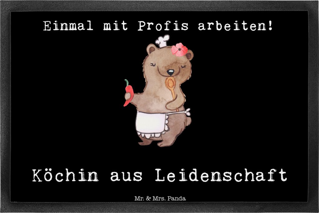 Mr. & Mrs. Panda fußmatte Köchin Leidenschaft 40 x 60 cm - Schwarz - Geschenk, Fußabtreter, Schmutzfangmatte, Schuhabstreifer, Lustig, Restauran...