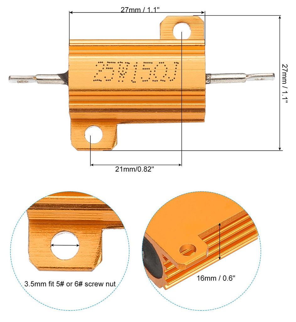 2 Stk 25W 15 Ohm 5% Toleranz Aluminium Geh?use Drahtwiderst?nde Widerstand Sortiment Fall mit Schrauben Drahtgewickelte Widerst?nde Power fš¹r Ma...