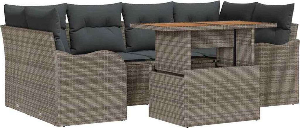 vidaXL Garten-Sofa-Set mit Kissen 7 pcs Grau