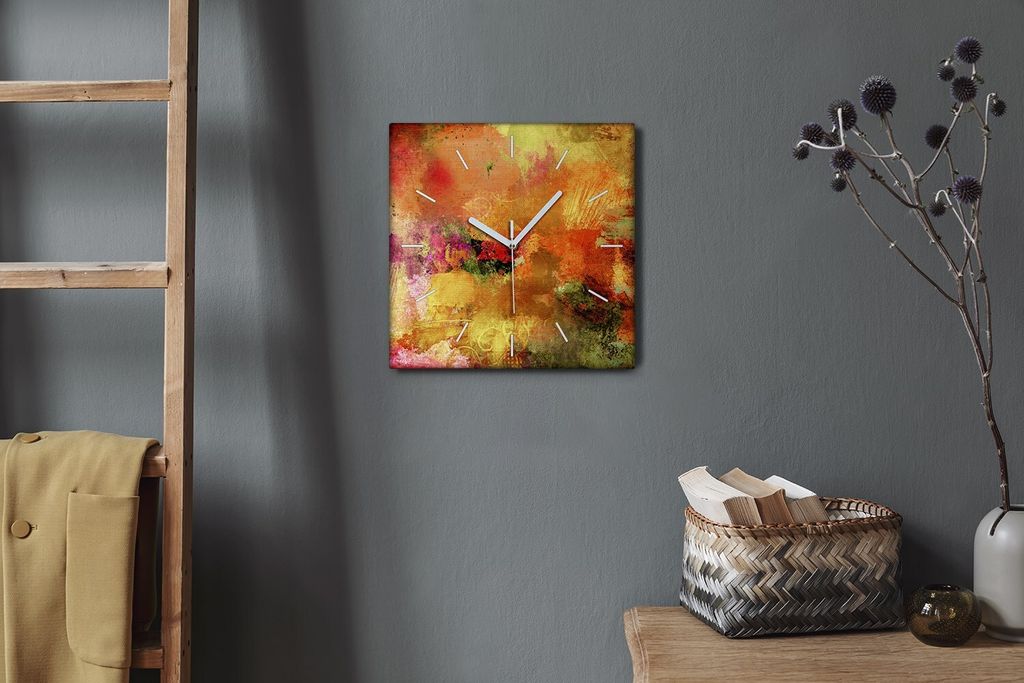 Coloray Hodiny Unikátní 30x30 cm Tiché hodiny Pro obývací pokoj a kuchyň Nástěnné hodiny Plátno Bílé ručičky hodin - Abstrakt rozmaz...