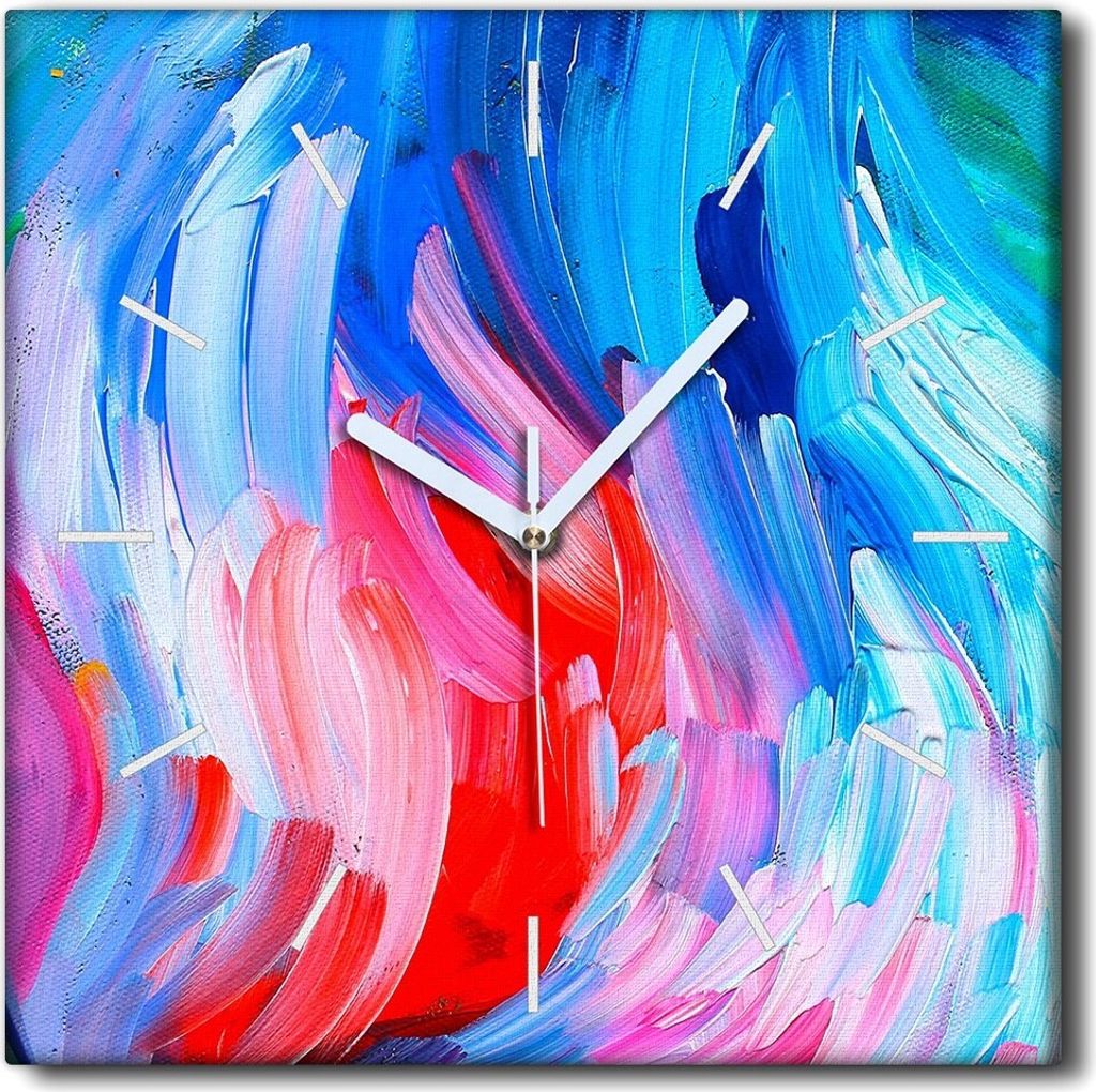 Coloray Uhr auf Leinwand 30x30 cm Wand Uhr Dekoration Wohnzimmer Segeltuch weiße Zeiger -Abstraktion Kunstkunst