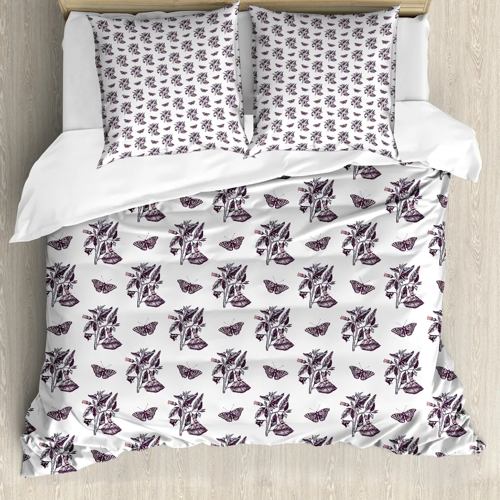 Parure de Lit Simple Motif Papillons Belladonna en Tissu Anti-Acariens