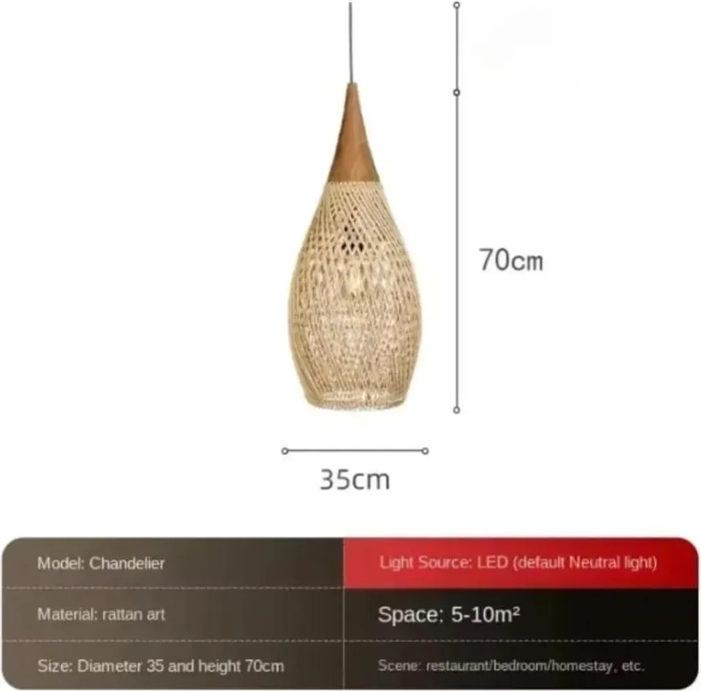 Lustre rotin design élégant 3570 avec tressage artisanal douille E27