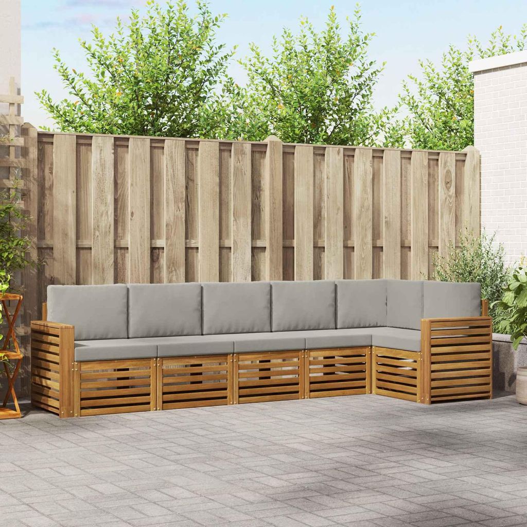 "Neues Produkt" Sofagarnituren - CLORIS - Terrassen-Sofa - 6 pcs - Natürlich und Hellgrau Massivholz Akazie - Modern Gartensofas V1969