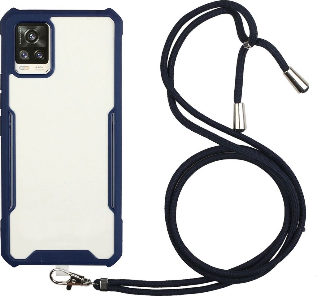Mobigear Lanyard Samsung Galaxy A72 Flexibles TPU Handykette - Transparent / Dunkelblau
