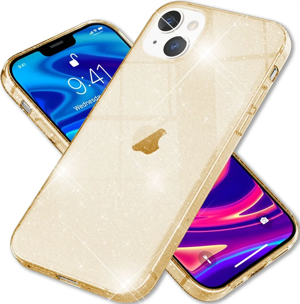 Cover iPhone 13 Glitter Oro NALIA - Custodia Bling Trasparente Chic