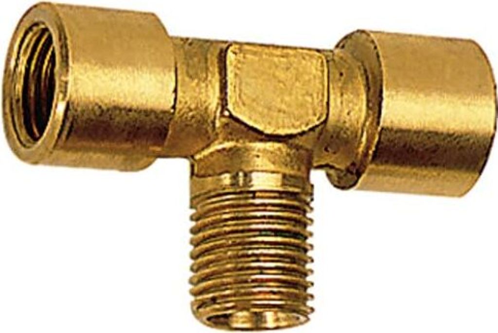 Riegler T-Stück, innen/außen/innen, G/R 3/4, SW 25, Messing blank