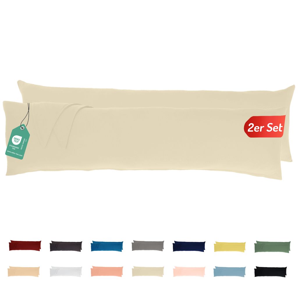 Jersey Kissenbezug 2er Set 40x145 cm 100% Baumwolle Creme