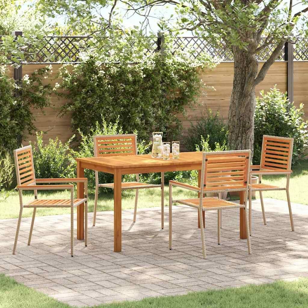 Maison Exclusive - Garten Essgruppe 5 pcs Beige Massivholz Akazie