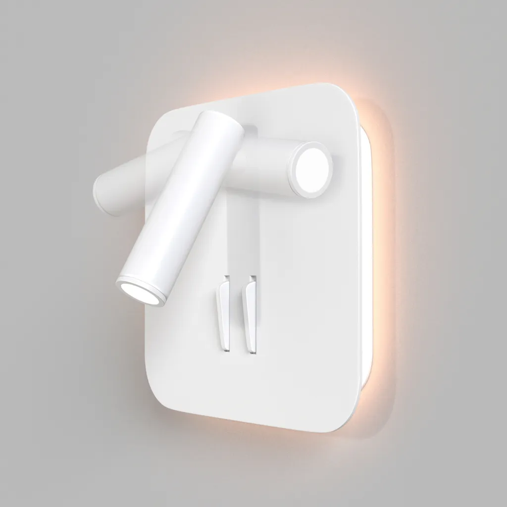 Applique a LED, faretto mobile, metallo bianco - 2