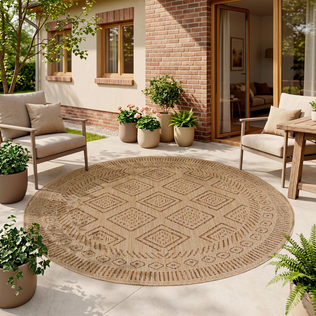 Homebyhome Tappeto Outdoor Beige Effetto Juta Rotondo 120 Immagine del prodotto 