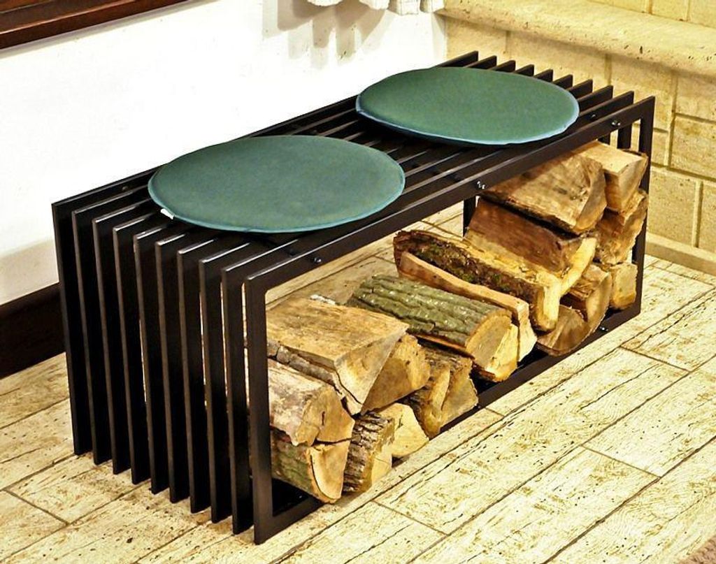 DanDiBo Kaminholzständer Bank D-Stil 100 cm Kaminholzregal Produktbild 
