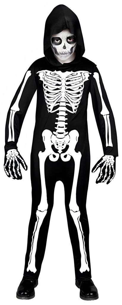 Halloween UV Scheletro Bambini Costume | Nero Bianco Immagine del prodotto 